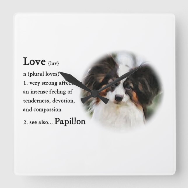 Papillon Love Gifts Square Wall Clock (Front)