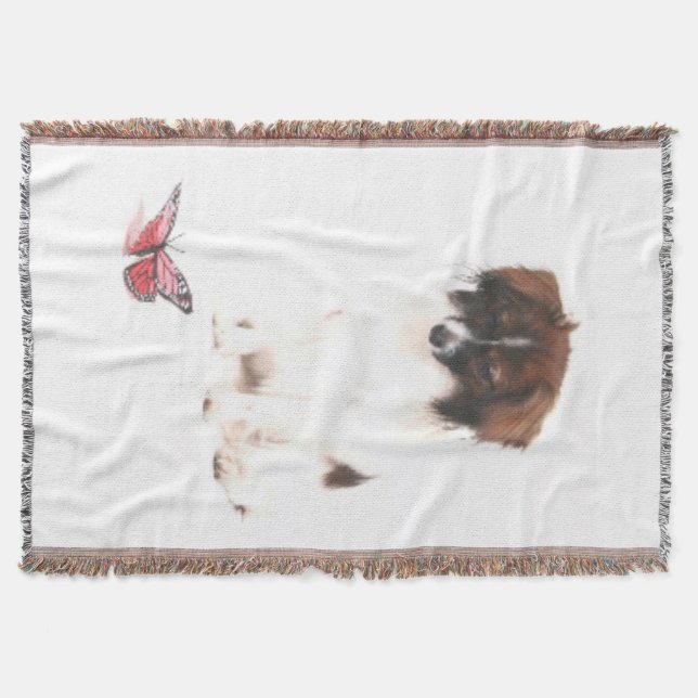 PAPILLON MAX and BUTTERFLY Throw Blanket (Front)