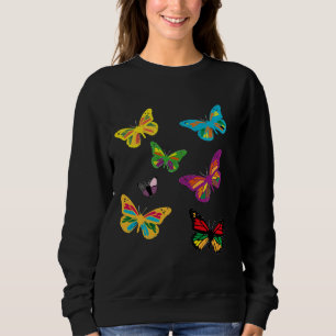Papillon Mignon Orange Rose Bleu Violet Jaune Amou Sweatshirt