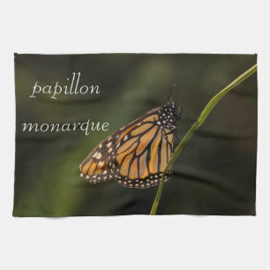papillon monarque in backlight tea towel