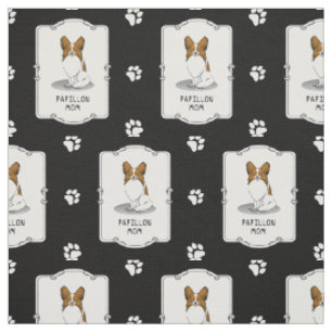 Papillon Mum Pap Mum (white & sable) Cute Dog Mum Fabric