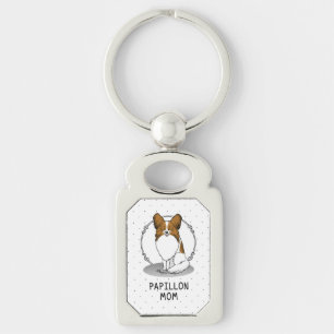 Papillon Mum Pap Mum (white & sable) Cute Dog Mum Key Ring