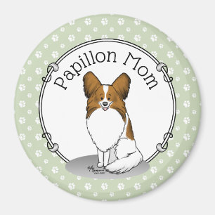 Papillon Mum Pap Mum (white & sable) Cute Dog Mum Magnet