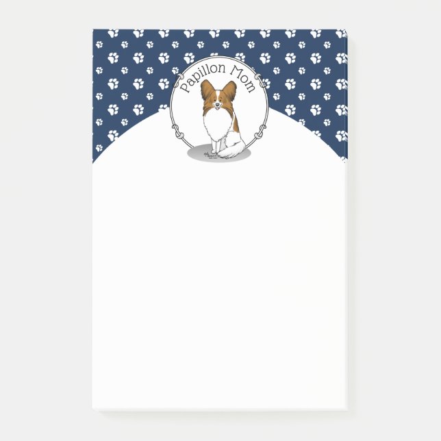 Papillon Mum Pap Mum (white & sable) Cute Dog Mum Post-it Notes (Front)