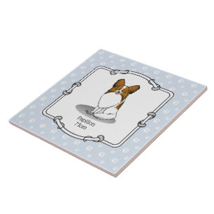 Papillon Mum Pap Mum (white & sable) Cute Dog Mum Tile