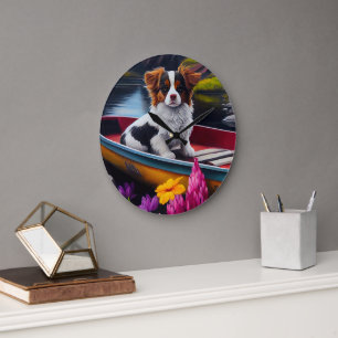 Papillon on a Paddle: A Scenic Adventure Large Clock