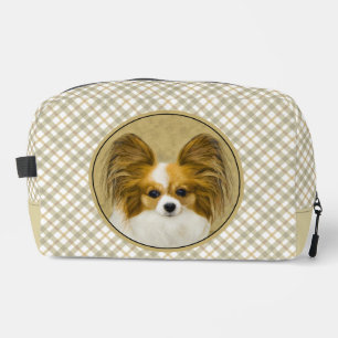 Papillon Painting Lemon and White Original Dog Art Dopp Kit