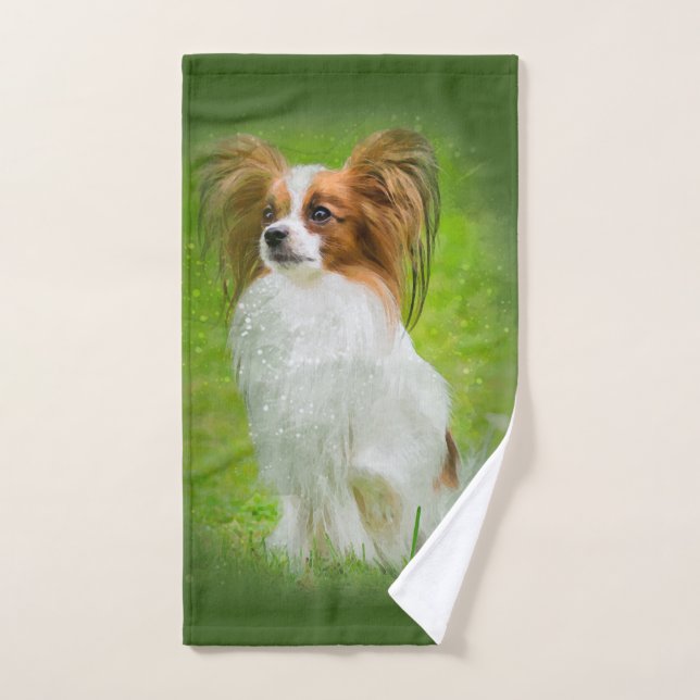 papillon,papilon,papillon dogs,papillon dog,   hand towel (Hand Towel)