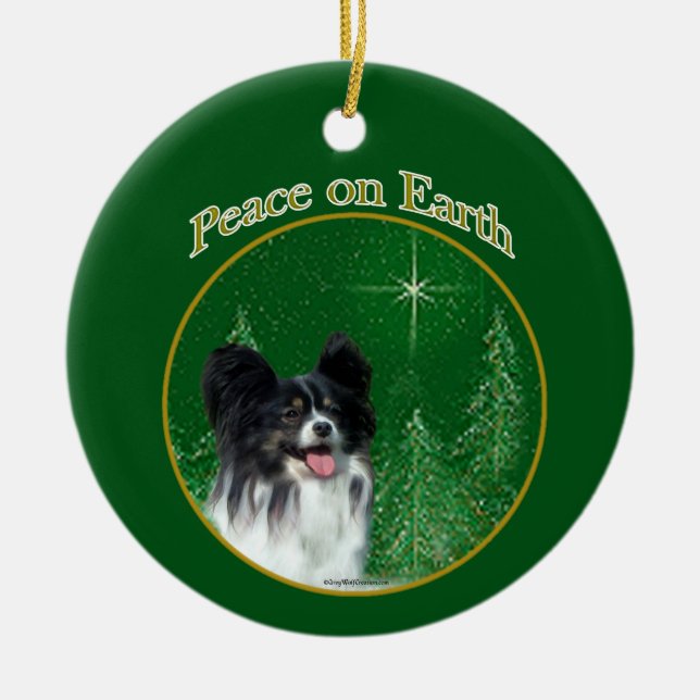 Papillon Peace Ceramic Tree Decoration (Front)