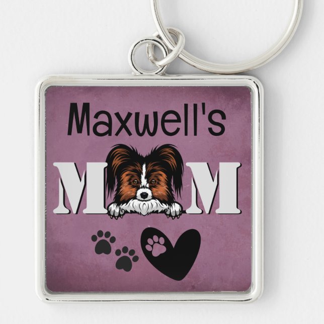 Papillon Personalised Peeking Key Ring (Front)