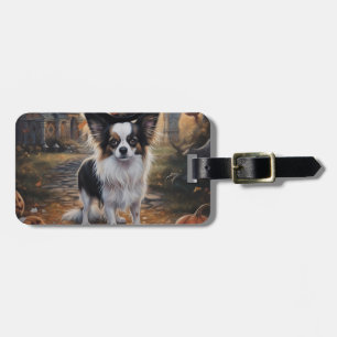 Papillon Pumpkins Halloween Scary  Luggage Tag
