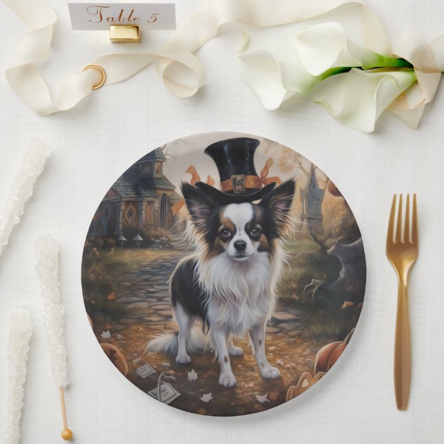 Papillon Pumpkins Halloween Scary  Paper Plate (Wedding)