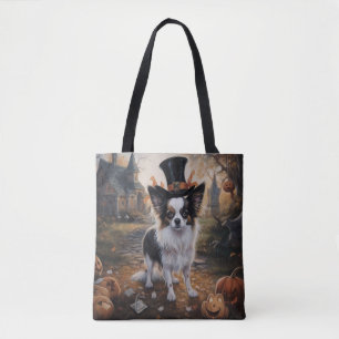 Papillon Pumpkins Halloween Scary  Tote Bag