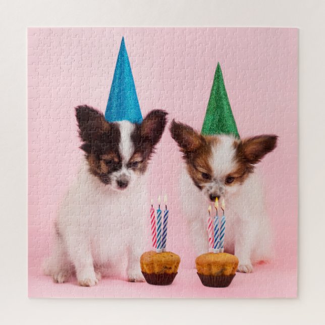 Papillon Puppy Dog Birthday Party Cake Nature Jigsaw Puzzle (Vertical)