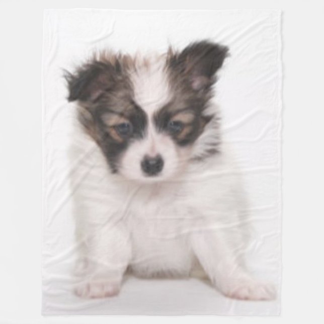 PAPILLON PUPPY FLEECE BLANKET (Front)