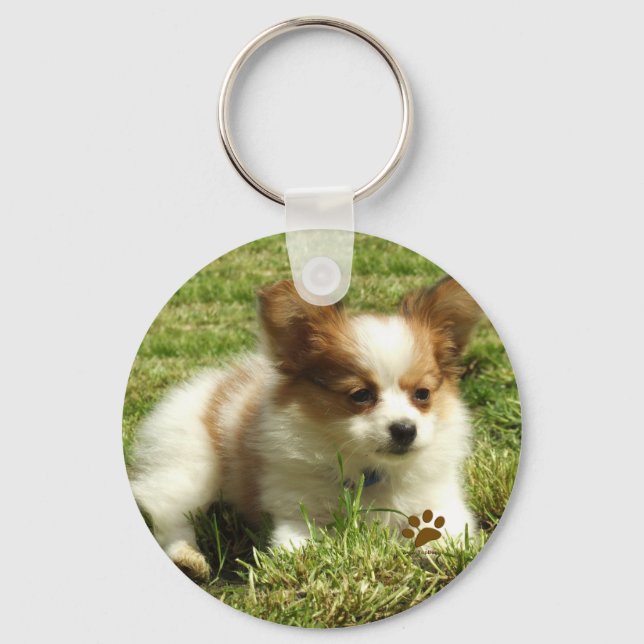 Papillon Puppy Key Ring (Front)