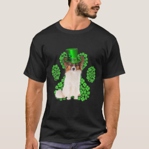 Papillon Shamrock Paw Clovers St Patrick's Day T-Shirt