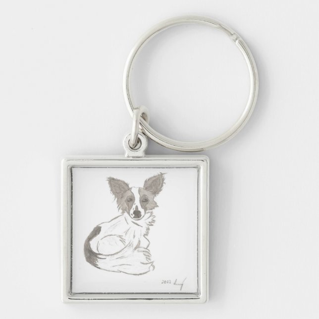 Papillon Sketch Keychain (Front)