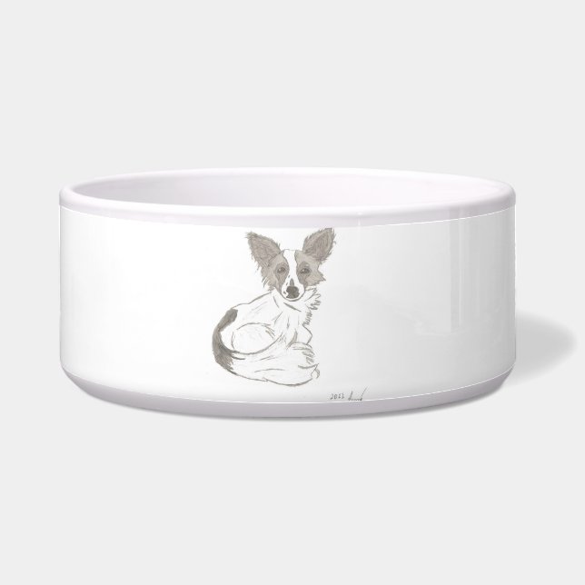 Papillon Sketch Pet Bowl (Front)