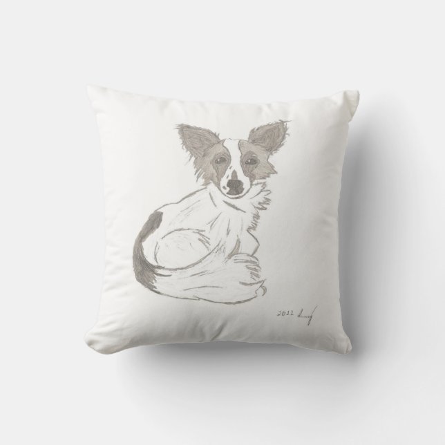 Papillon Sketch Pillow (Front)