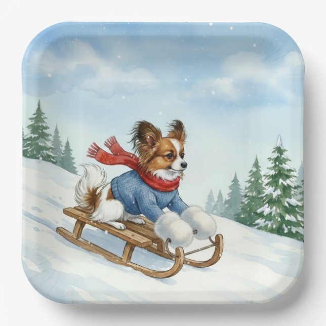 Papillon Sledding, Paper Plates (Front)