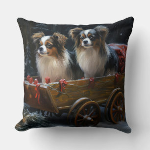Papillon Snowy Sleigh Christmas Decor Cushion