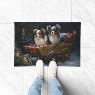 Papillon Snowy Sleigh Christmas Decor Doormat