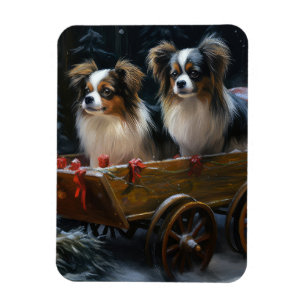 Papillon Snowy Sleigh Christmas Decor  Magnet