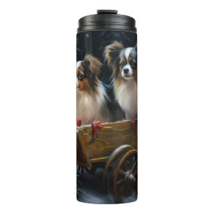 Papillon Snowy Sleigh Christmas Decor  Thermal Tumbler