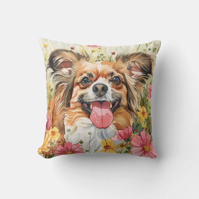 Papillon Throw Pillow – Watercolor Home Decor (Front)