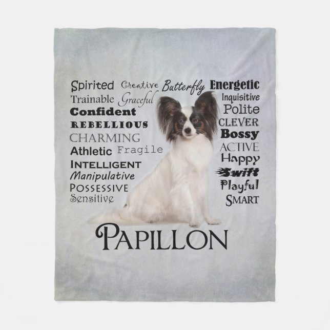 Papillon Traits Fleece Blanket (Front)