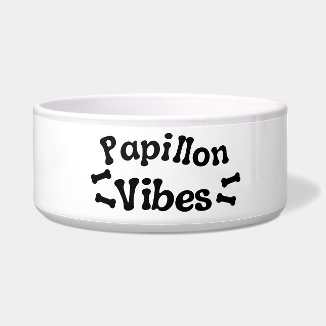 Papillon Vibes Ceramic Dog Bowl (Left)