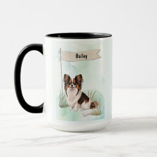 Papillon Watercolor Personalised Dog Mug