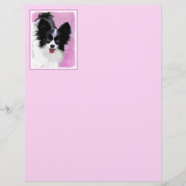 Papillon (White and Black) Painting - Dog Art (Front)