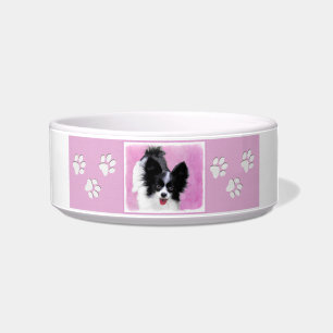 Papillon (White and Black) Painting - Dog Art Bowl