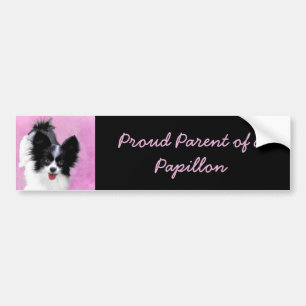 Papillon (White and Black) Painting - Dog Art Bumper Sticker