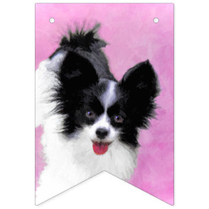 Papillon (White and Black) Painting - Dog Art Bunting