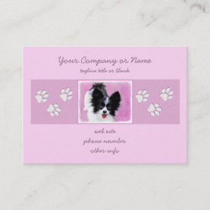 Papillon (White and Black) Painting - Dog Art Business Card