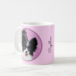 Papillon (White and Black) Painting - Dog Art Coffee Mug