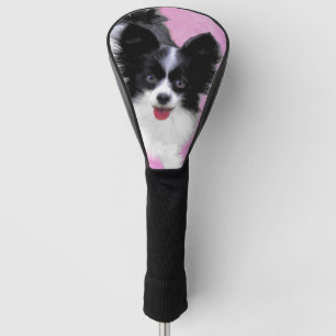Papillon (White and Black) Painting - Dog Art Golf Head Cover