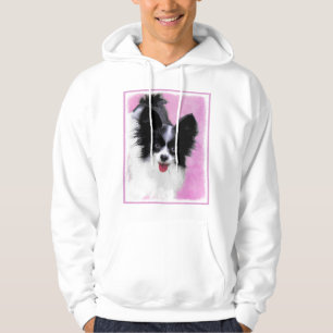 Papillon (White and Black) Painting - Dog Art Hoodie
