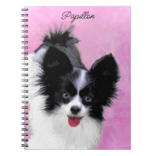 Papillon (White and Black) Painting - Dog Art Notebook