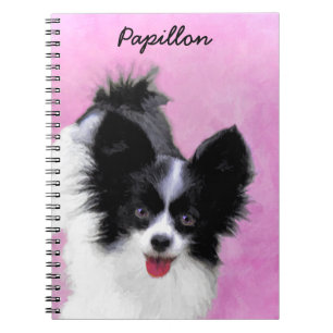 Papillon (White and Black) Painting - Dog Art Notebook