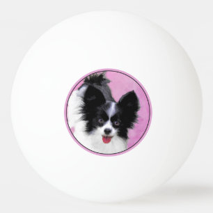 Papillon (White and Black) Painting - Dog Art Ping Pong Ball