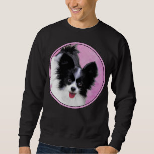 Papillon (White and Black) Painting - Dog Art Sweatshirt