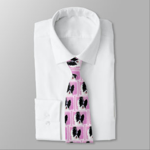 Papillon (White and Black) Painting - Dog Art Tie