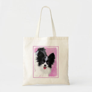 Papillon (White and Black) Painting - Dog Art Tote Bag
