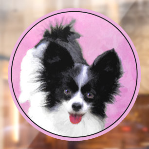 Papillon (White and Black) Painting - Dog Art Window Cling
