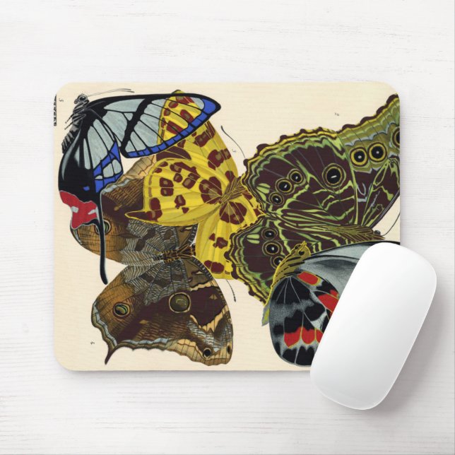 Papillons, Butterflies, Plate No.15 by E. A. Seguy Mouse Mat (With Mouse)