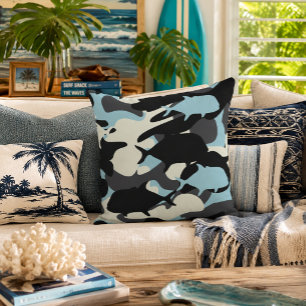 Papio and Ulua - camouflage Hawaiian fishing Cushion